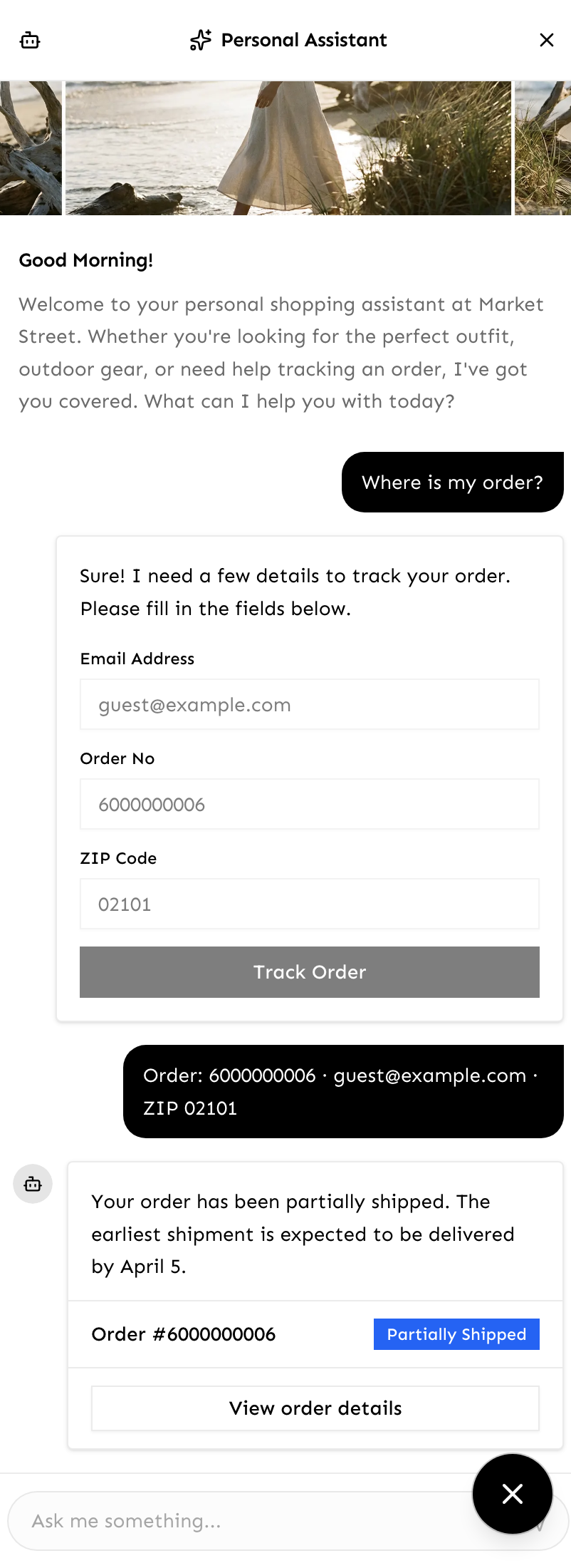 Shopper Agent — Where is my order? conversational flow